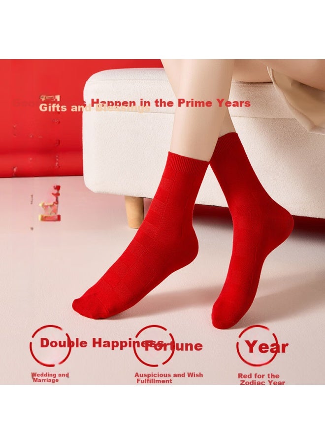 MIIOW Lucky Red Socks For Men And Women, Xinjiang Cotton, Wedding Celebration, Year Of The Horse, Men's Mid-calf Cotton Socks - Image 1