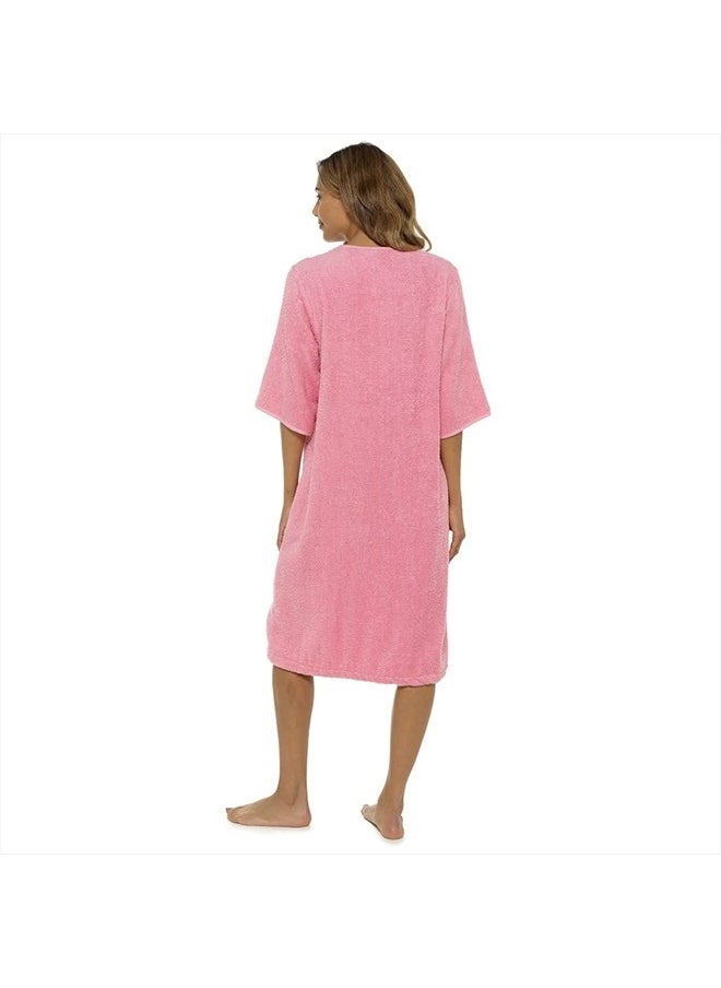 fashion_junction Ladies/Womens 100% Cotton Terry Towelling Zip Front Dressing Gown/Bathrobe/Housecoat (Pink, Large)  - Image 2