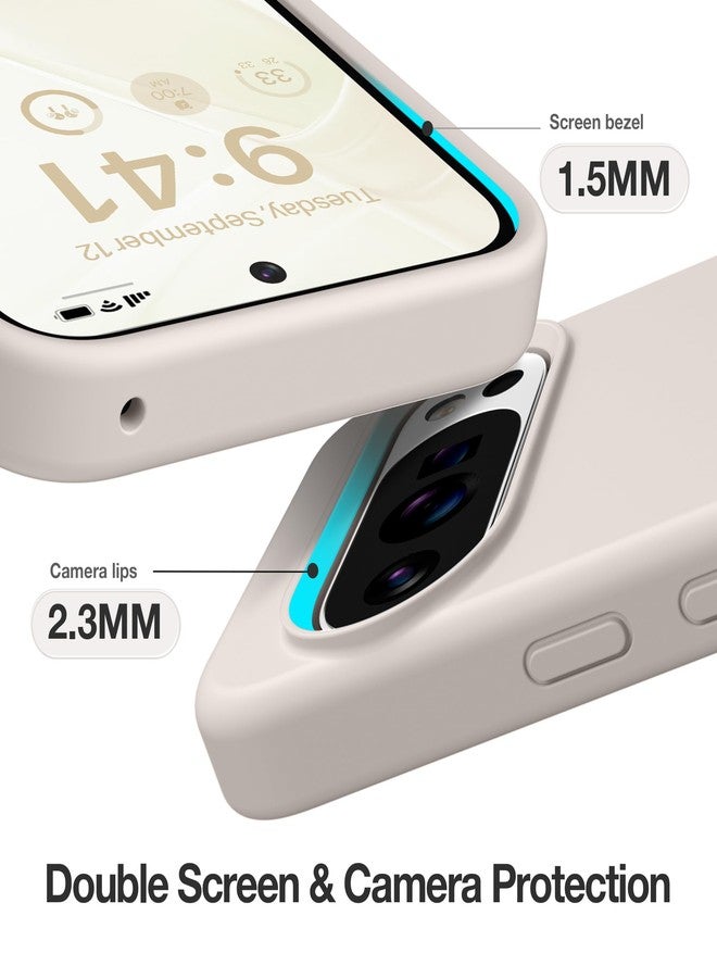 GONEZ for Google Pixel 10/Pixel 10 Pro Case, Liquid Silicone Case with Screen Protector, Full Body Protective Cover, Anti-Scratch Soft Microfiber Lining, Shockproof Phone Cover 6.3", Stone - Image 5