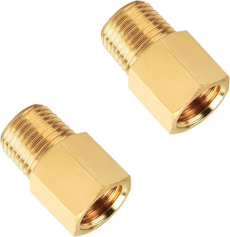 SUNGATOR Brass Pipe Fitting Adapters 1/8 Inch Male x 1/8 Inch Female, 1/8'' NPT Male to Female Adapter, 1/8'' Brass Pipe Extension Connectors, Pack of 2 - Image 1
