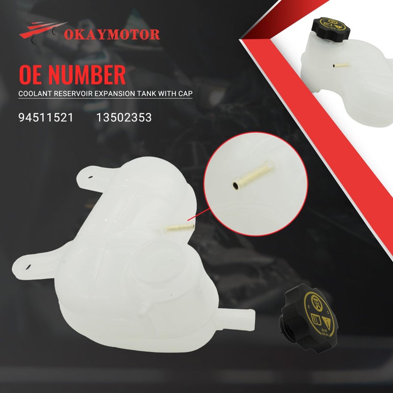 Generic OKAY MOTOR Coolant Reservoir Expansion Tank with Cap for 2016-2022 Chevrolet Spark 1.4L 94511521 13502353  - Image 2