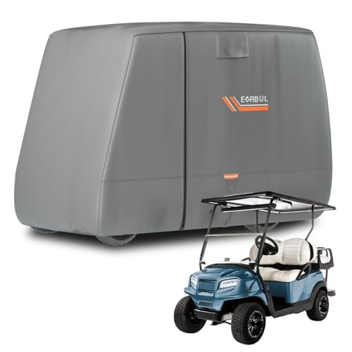 EVRBUL Golf Cart Cover 2/2+2/4 Passenger Heavy Duty 420D Waterproof Golf Cart Covers with Three Zipper Doors Compatible with EZGO, Club Car, Yamaha Golf Carts,Windproof Sunproof Golf Cart Cover (Gray) - Image 1