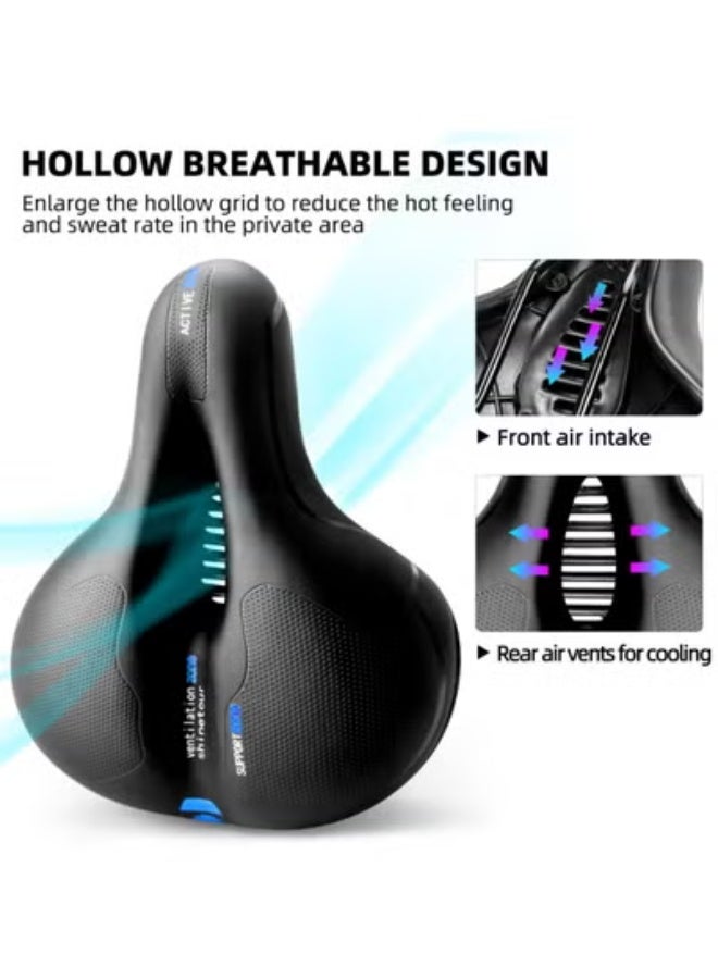 Chabeia Bike Seat Cushion Waterproof Comfort Soft Bicycle Seats Wide Memory Foam Padded E-Bike Saddle for Men Women Universal Mountain Road Bicycle Seat Cover-Blue - Image 5