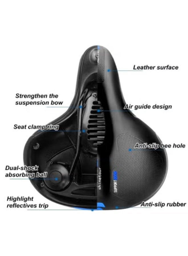 Chabeia Bike Seat Cushion Waterproof Comfort Soft Bicycle Seats Wide Memory Foam Padded E-Bike Saddle for Men Women Universal Mountain Road Bicycle Seat Cover-Blue - Image 4