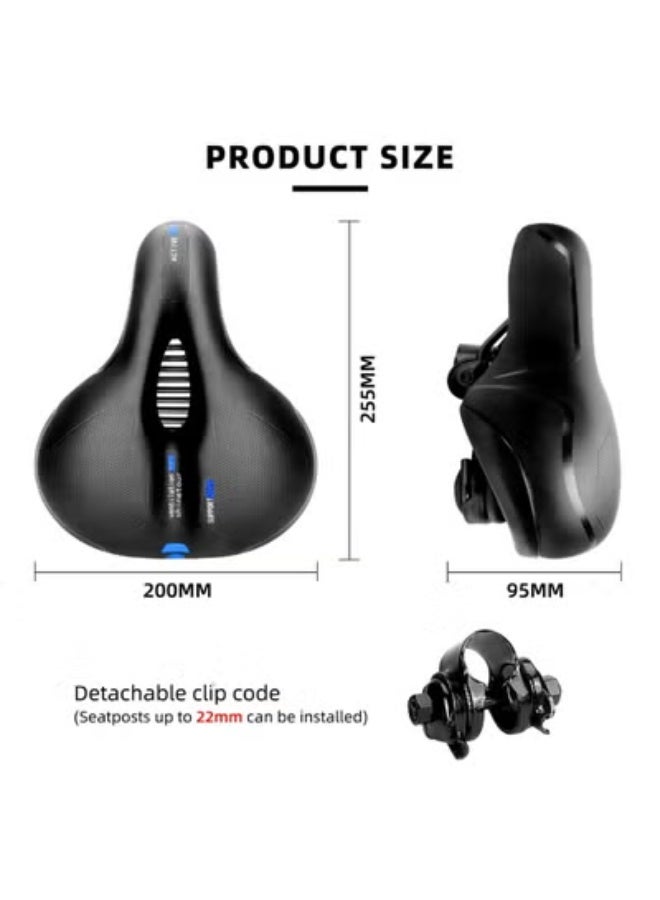 Chabeia Bike Seat Cushion Waterproof Comfort Soft Bicycle Seats Wide Memory Foam Padded E-Bike Saddle for Men Women Universal Mountain Road Bicycle Seat Cover-Blue - Image 2