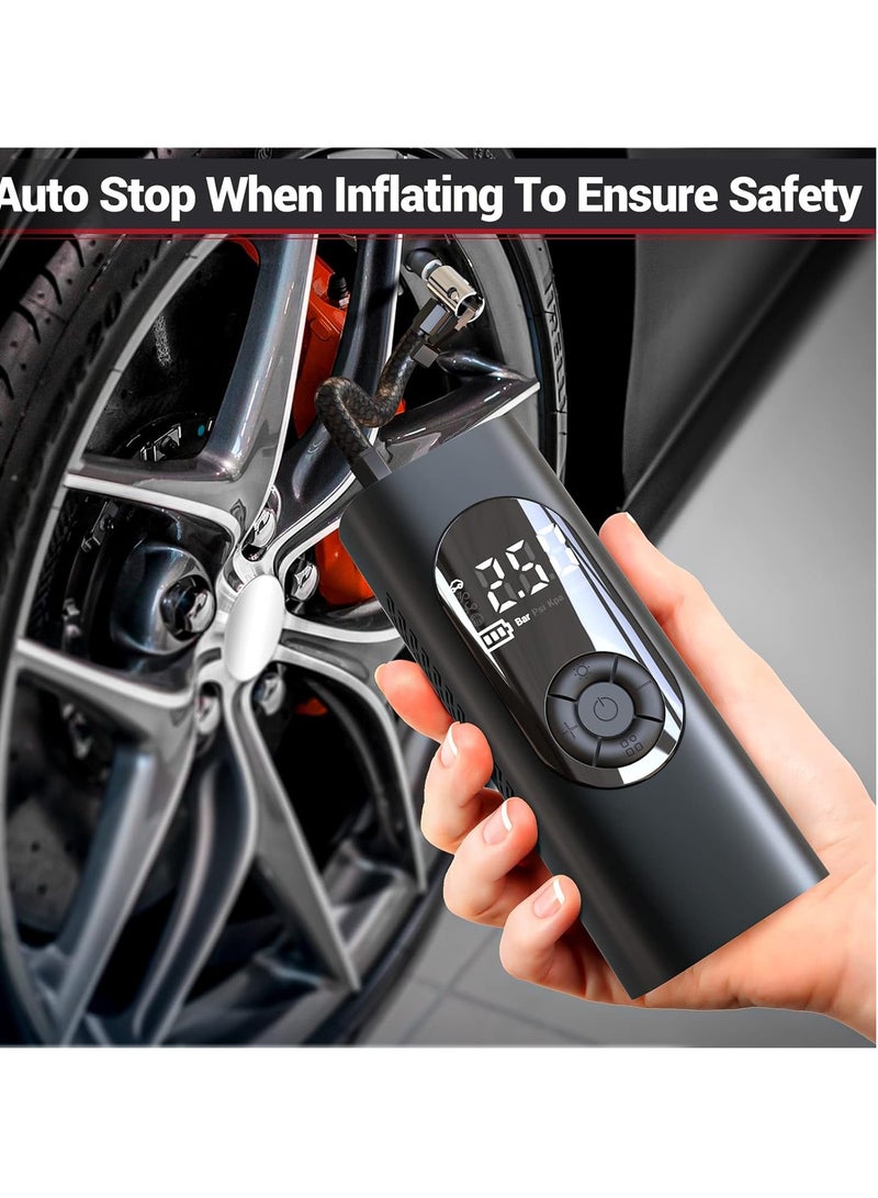 Spall Car Air Pump Car Tyre Inflator Air Compressor with Auto Stop and LED Light Fast Portable Air Pump 150 PSI Fast Inflation with LCD Dual Screen for Car Bicycle Motorcycle Ball Air Mattress  - Image 4