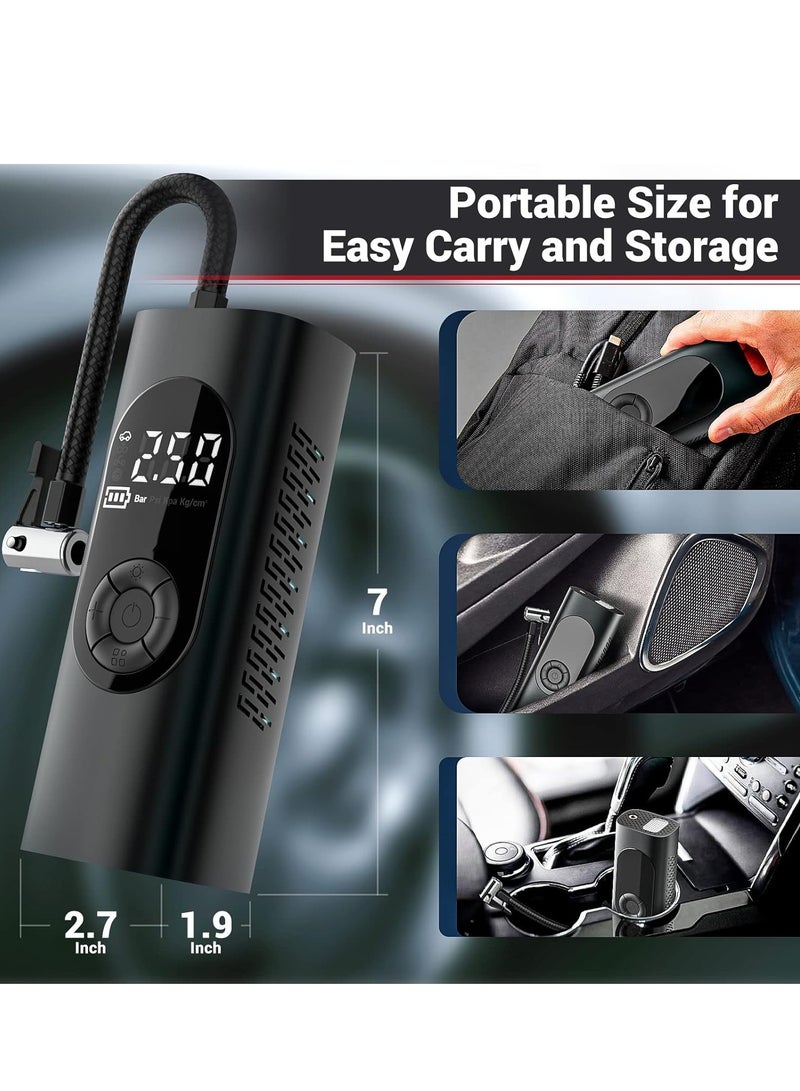 Spall Car Air Pump Car Tyre Inflator Air Compressor with Auto Stop and LED Light Fast Portable Air Pump 150 PSI Fast Inflation with LCD Dual Screen for Car Bicycle Motorcycle Ball Air Mattress  - Image 5