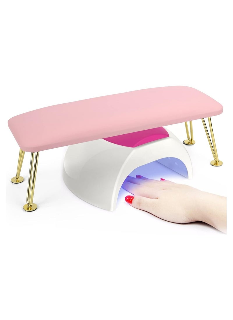 Ru syanl Nail Arm Rest for Acrylic Nails Microfiber Leather Nail Hand Rest Cushion for Nails Soft Hand Pillow Footstool with 2 Stainless Steel Stands Thick Sponge Nail Pillow for Nail Tech Use (Pink)  - Image 1