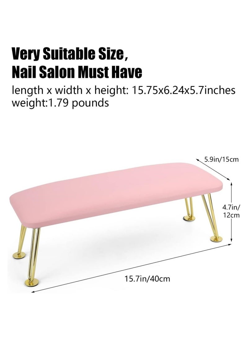Ru syanl Nail Arm Rest for Acrylic Nails Microfiber Leather Nail Hand Rest Cushion for Nails Soft Hand Pillow Footstool with 2 Stainless Steel Stands Thick Sponge Nail Pillow for Nail Tech Use (Pink)  - Image 4