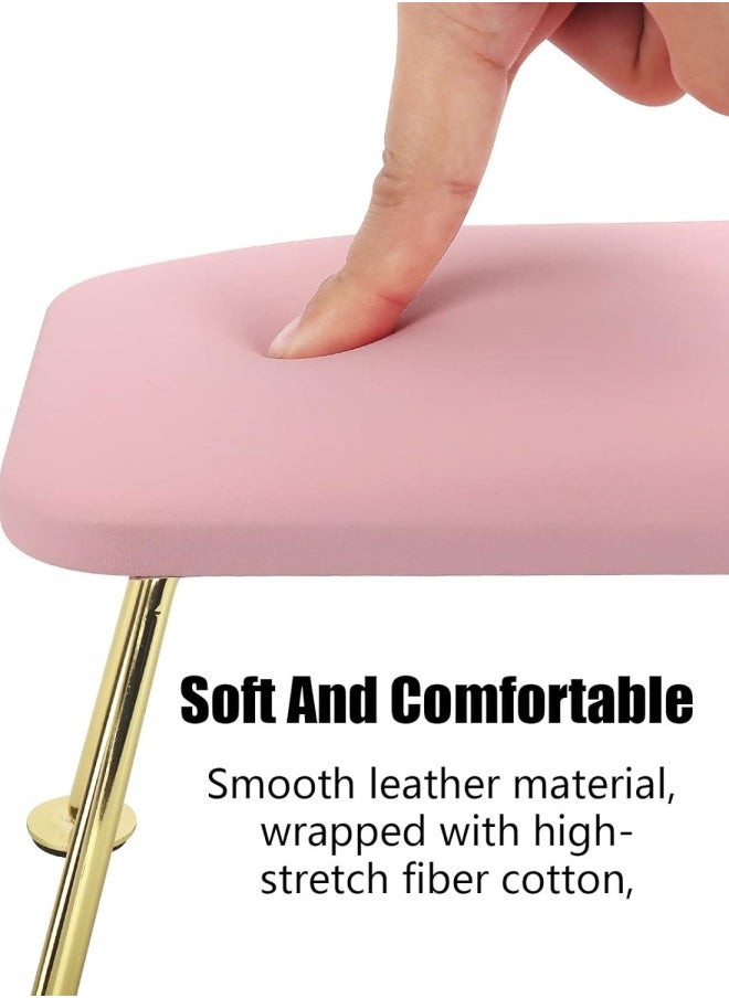 Ru syanl Nail Arm Rest for Acrylic Nails Microfiber Leather Nail Hand Rest Cushion for Nails Soft Hand Pillow Footstool with 2 Stainless Steel Stands Thick Sponge Nail Pillow for Nail Tech Use (Pink)  - Image 3