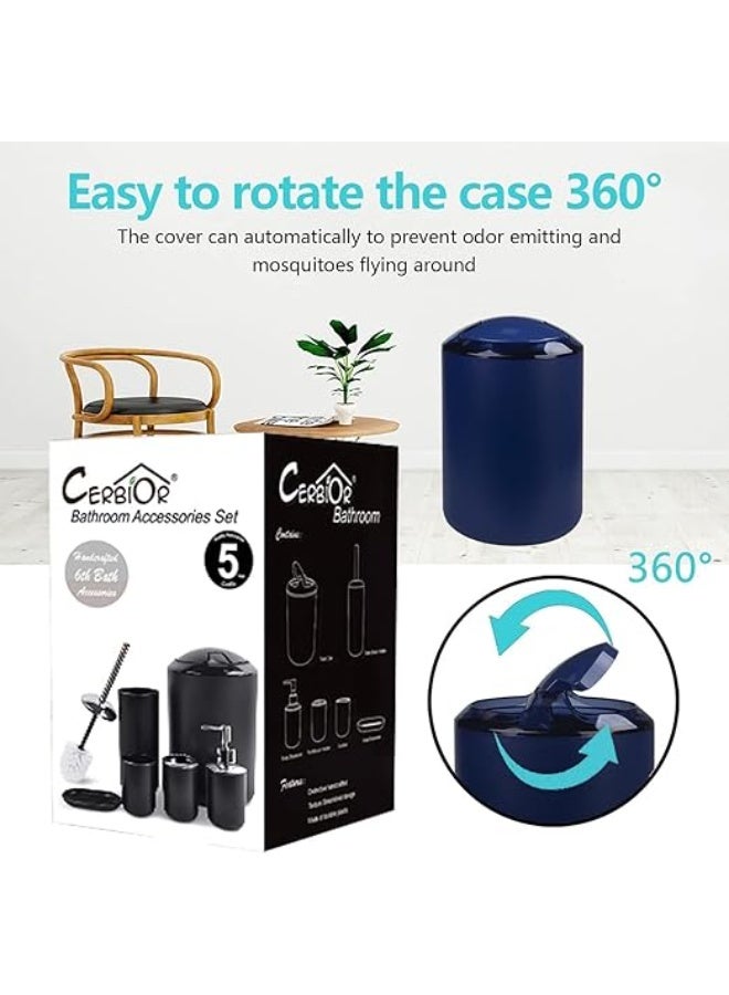 Bathroom Accessories Set Blue 6 Piece Bath Ensemble Includes Soap Dispenser, Toothbrush Holder, Toothbrush Cup, Soap Dish for Decorative Countertop and Housewarming Gift, Large, ( Dark Blue ) - Image 4