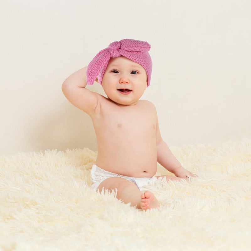 2Pcs Knitted Baby Headbands Soft Warm Headwraps Pink Cream for Newborns - Image 4