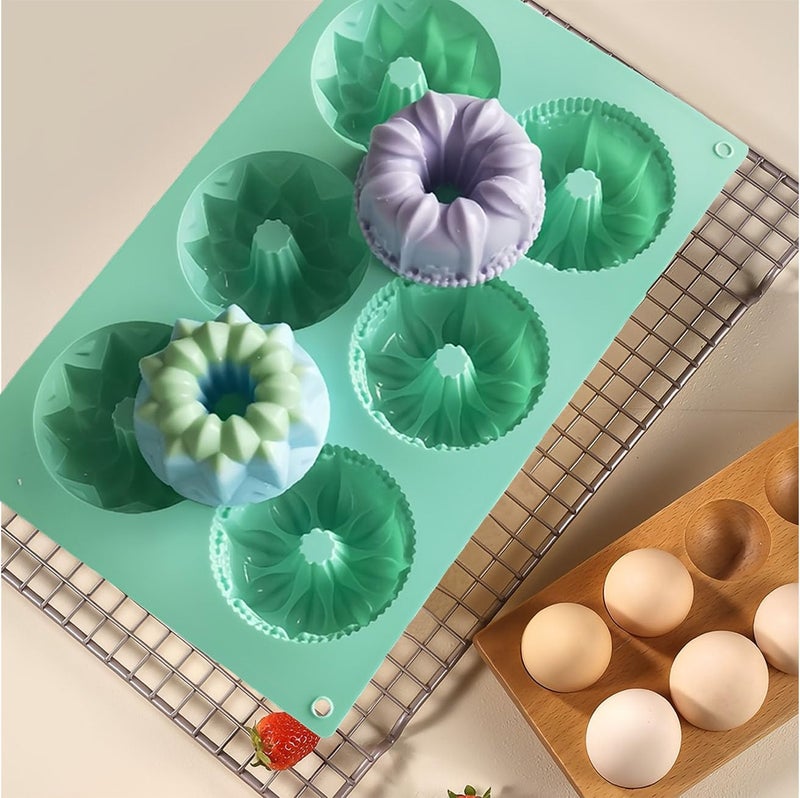 Annewbin 3pcs Mini Bundt Cake Pan,6-Cavity Fluted Tube Cake Pan,Silicone Cupcake Molds for Baking, Nonstick Cupcakes Mold for chocolate/Brownie/Jello - Image 3