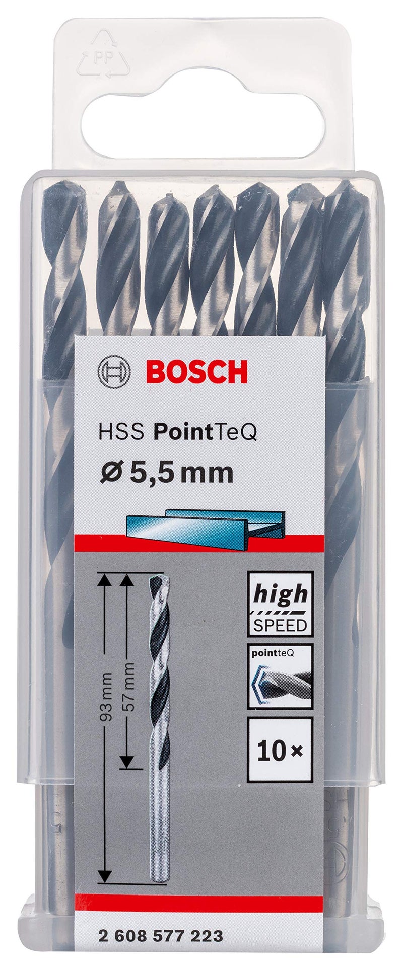 Bosch Professional, Metal Drill Bit, HSS Pointteq, With DIN 338 Standards, Diameter 5.5mm & Working Length 57mm, Pack Of 10 - Image 1