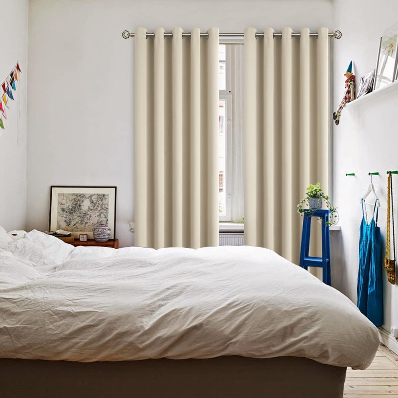 BGment Room Darkening Curtains 84 Inches Long - Grommet Thermal Insulated Drapes Window Treatment Curtains for Bedroom  2 Panels  70 x 84 Inch  Beige - Image 2