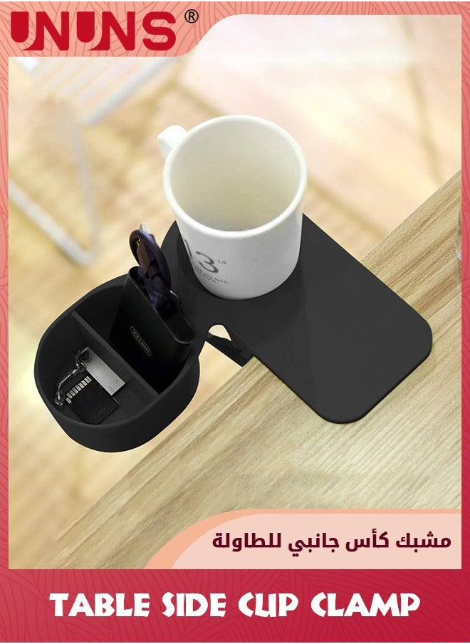 UNUNS Desk Cup Holder,Table Side Cup Clamp,Desktop Organizer Clamp,Clip On Desk Organizer Holder,Non Slip Desktop Cup Clip,Home Car Office Table Chair Edges Storage For Phones Keys Drinks Coffee Mug  - Image 5