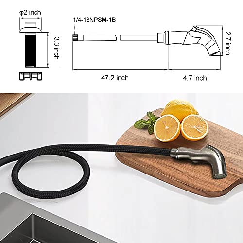 Houtingmaan Brushed Nickel Kitchen Sink Sprayer Replacement with Hose and Holder - Side Sprayer for Faucet - Image 2