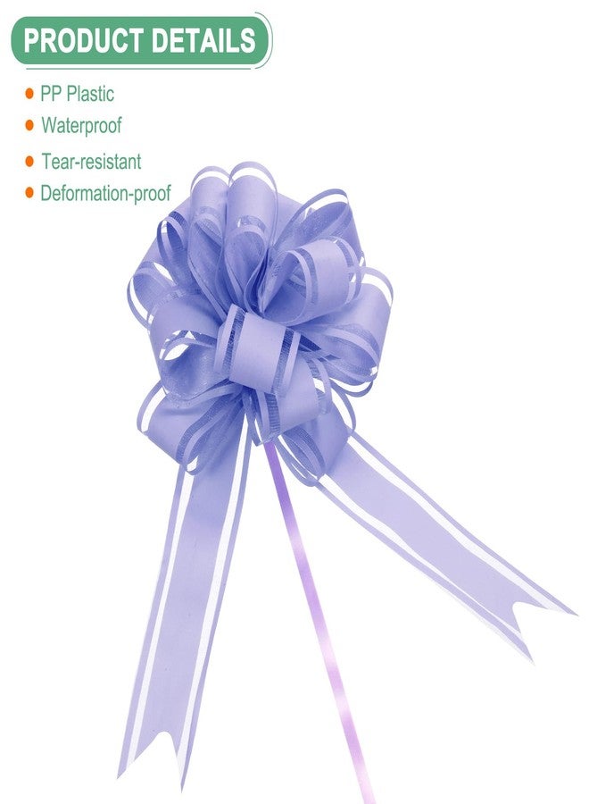 M METERXITY 10-Pack Large Pull Bow, 8 Inch 20cm Plastic Flower Ribbon Pull Bows Ribbon Bows for Gift Wrapping/Wedding/Baskets Decorations, Satin Pull Bows [Purple Gift Bow] - Image 2
