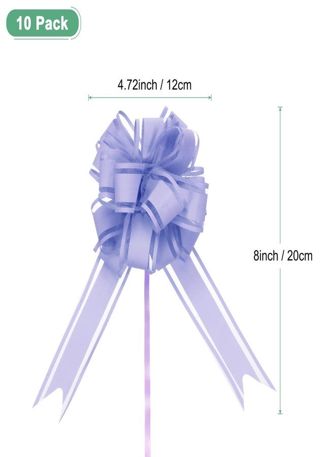 M METERXITY 10-Pack Large Pull Bow, 8 Inch 20cm Plastic Flower Ribbon Pull Bows Ribbon Bows for Gift Wrapping/Wedding/Baskets Decorations, Satin Pull Bows [Purple Gift Bow] - Image 3