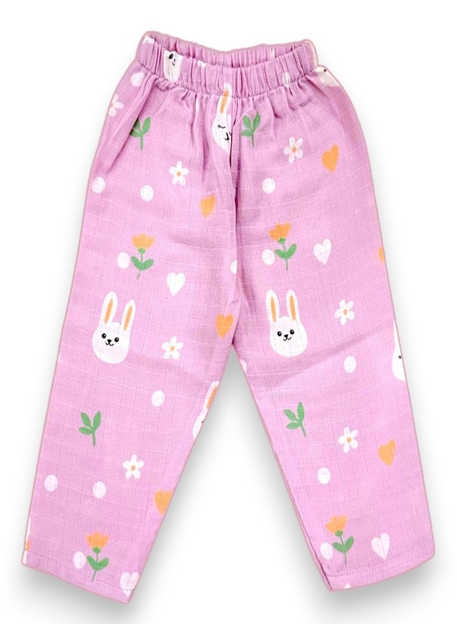 TEETAR Muslin Cotton Night Suit for Babies - Soft Full Sleeve Sleepwear Set for Baby Boy & Girl, Muslin Pyjamas & Top, Lightweight Baby Cotton Clothes, Bunny Hugs, 9-12 Months - Image 4