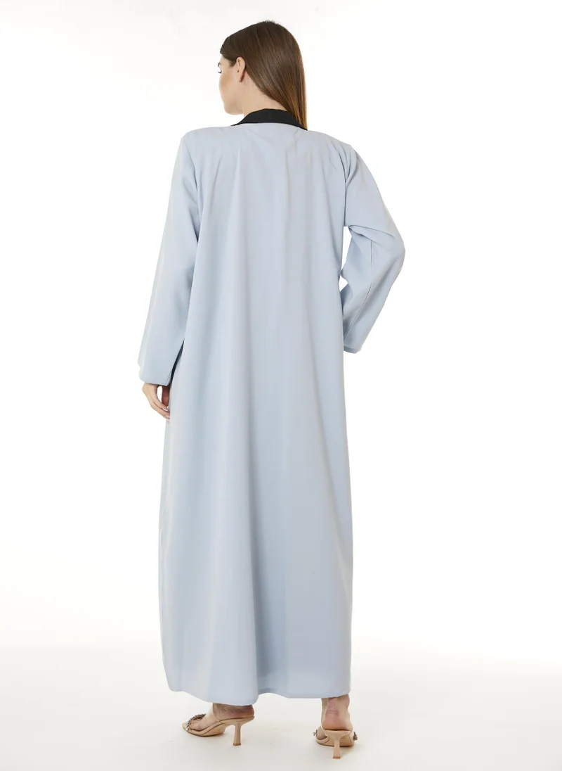 Moistreet MOiSTREET Light Blue Indonesian Crepe Hand Embellished Abaya