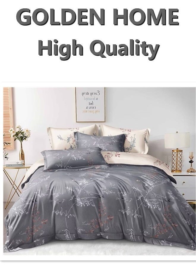 GOLDEN HOME 6 Piece King/Queen/Single size, striped pattern duvet cover set. set includes 1 Comforter Cover, 1 Fitted Bedsheet, 4 Pillowcases  - Image 1