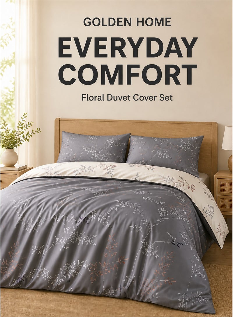 GOLDEN HOME 6 Piece King/Queen/Single size, solid grey duvet cover set. set includes 1 Comforter Cover, 1 Fitted Bedsheet, 4 Pillowcases - Image 1