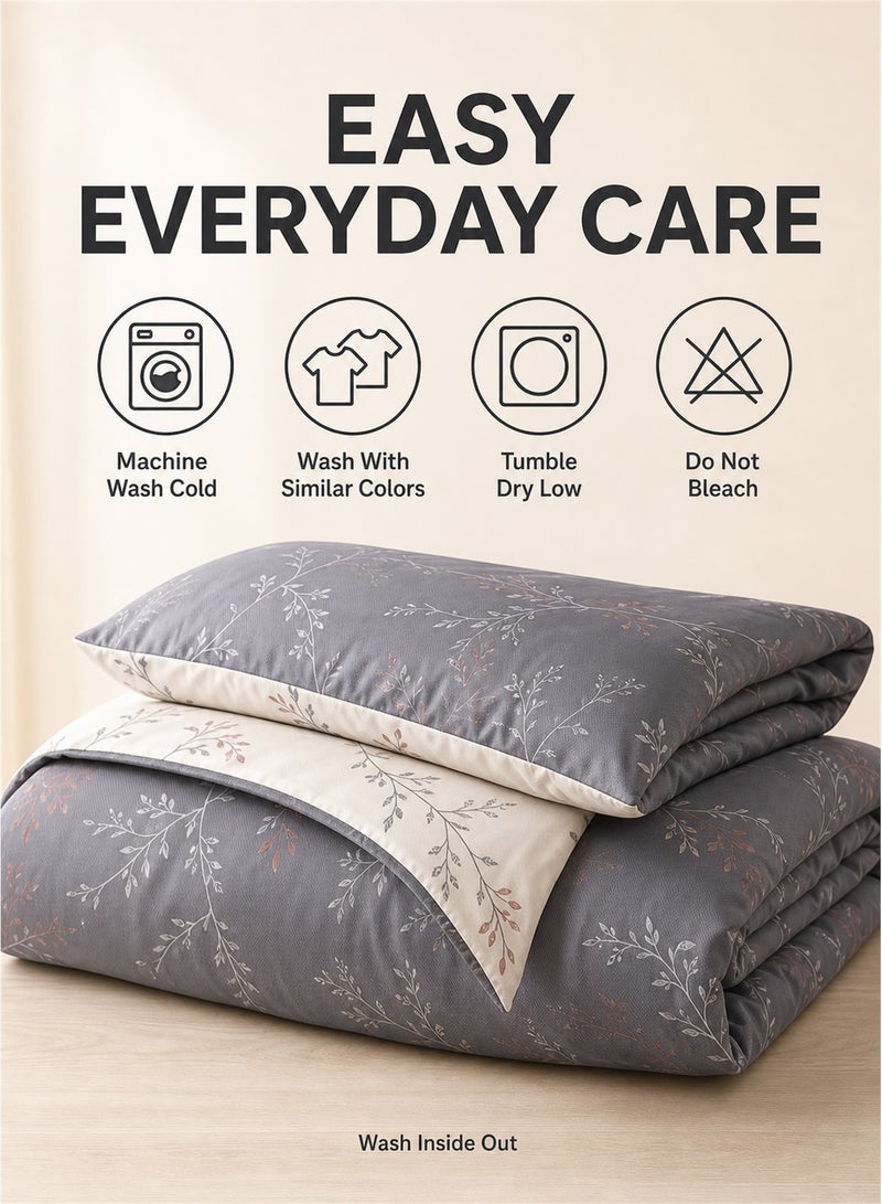 GOLDEN HOME 6 Piece King/Queen/Single size, solid grey duvet cover set. set includes 1 Comforter Cover, 1 Fitted Bedsheet, 4 Pillowcases - Image 5