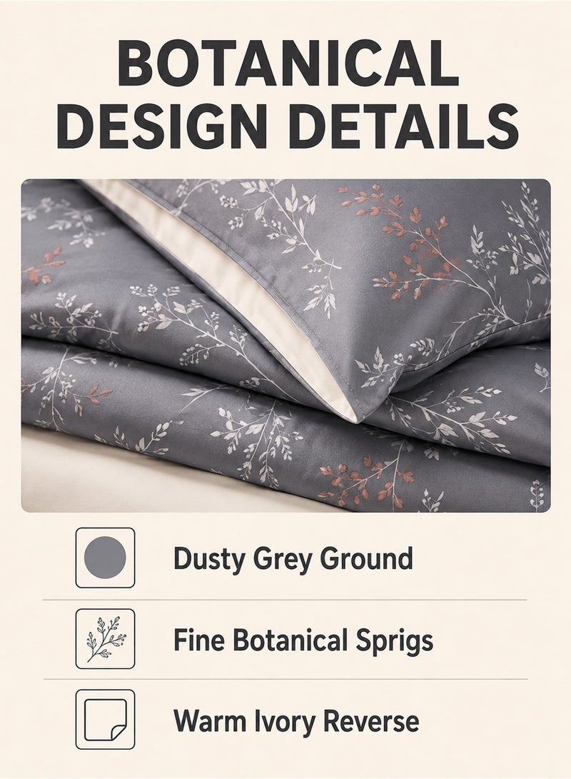GOLDEN HOME 6 Piece King/Queen/Single size, solid grey duvet cover set. set includes 1 Comforter Cover, 1 Fitted Bedsheet, 4 Pillowcases - Image 4