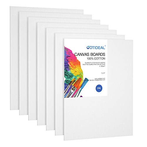 GOTIDEAL Canvases for Painting, 11x14 inch of 7, Professional Primed White Blank Flat Canvas Panels- 100% Cotton Artist Canvas Boards for Acrylics Painting, Oil Watercolor Tempera - Image 1