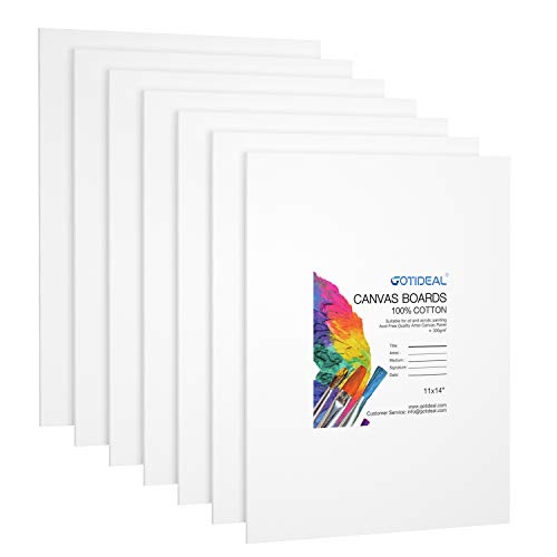 GOTIDEAL Canvases for Painting, 11x14 inch of 7, Professional Primed White Blank Flat Canvas Panels- 100% Cotton Artist Canvas Boards for Acrylics Painting, Oil Watercolor Tempera - Image 2