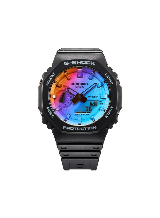 Casio G-SHOCK GA-2100SR-1ADR, Carbon Core Guard Analog-Digital Watch, Octagonal Bezel, Shock Resistant, 200M Water Resistant, Double LED Light, World Time, Stopwatch, Countdown Timer - Image 2
