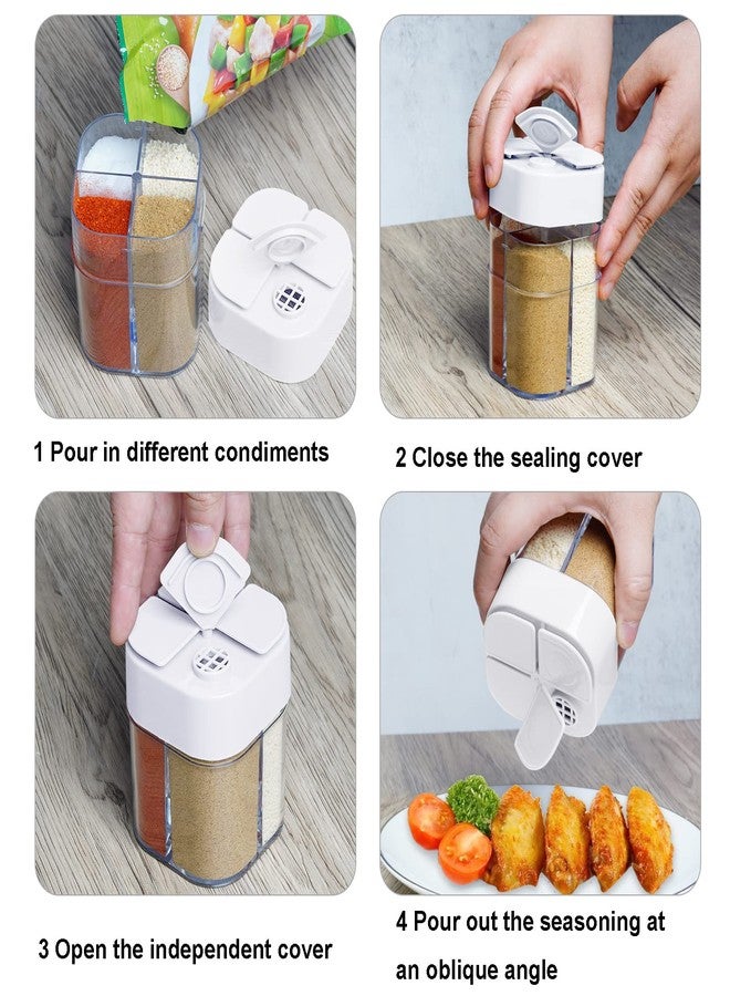Miayon 4 Pack 4 in 1 Salt and Pepper Shaker Travel Spice Container Camping Seasoning Shaker RV Condiment Jars with Lid Camping Spice Kit for Home Restaurant Travel RV Cooking BBQ - Image 4