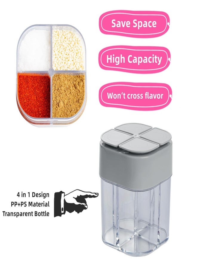 Miayon 4 Pack 4 in 1 Salt and Pepper Shaker Travel Spice Container Camping Seasoning Shaker RV Condiment Jars with Lid Camping Spice Kit for Home Restaurant Travel RV Cooking BBQ - Image 3