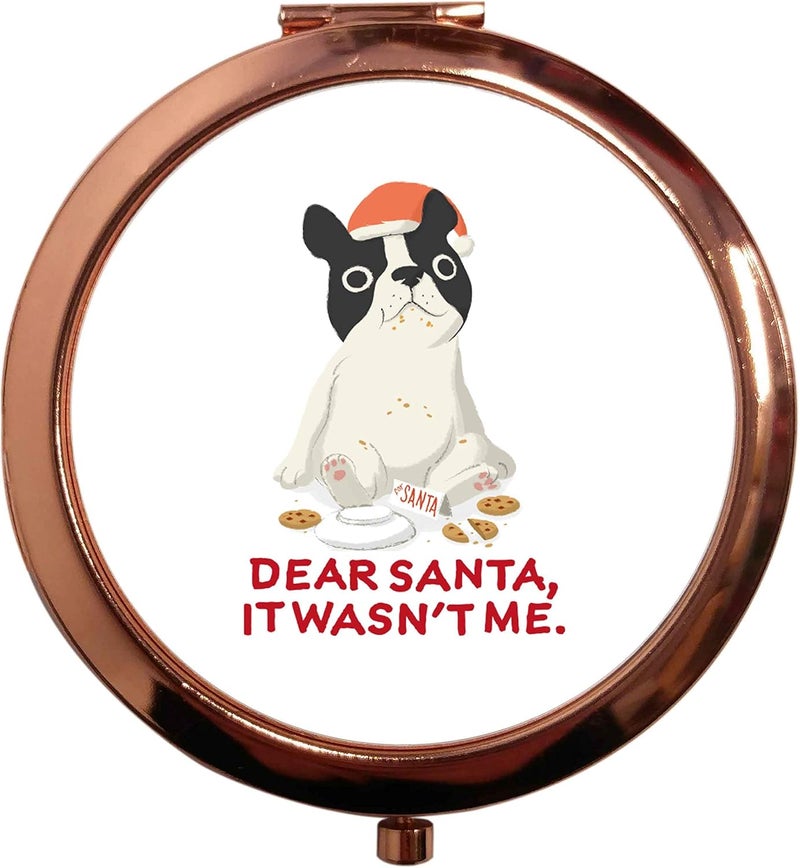 Rose Gold Circle Compact Mirror Dear Santa it Wasnt Me