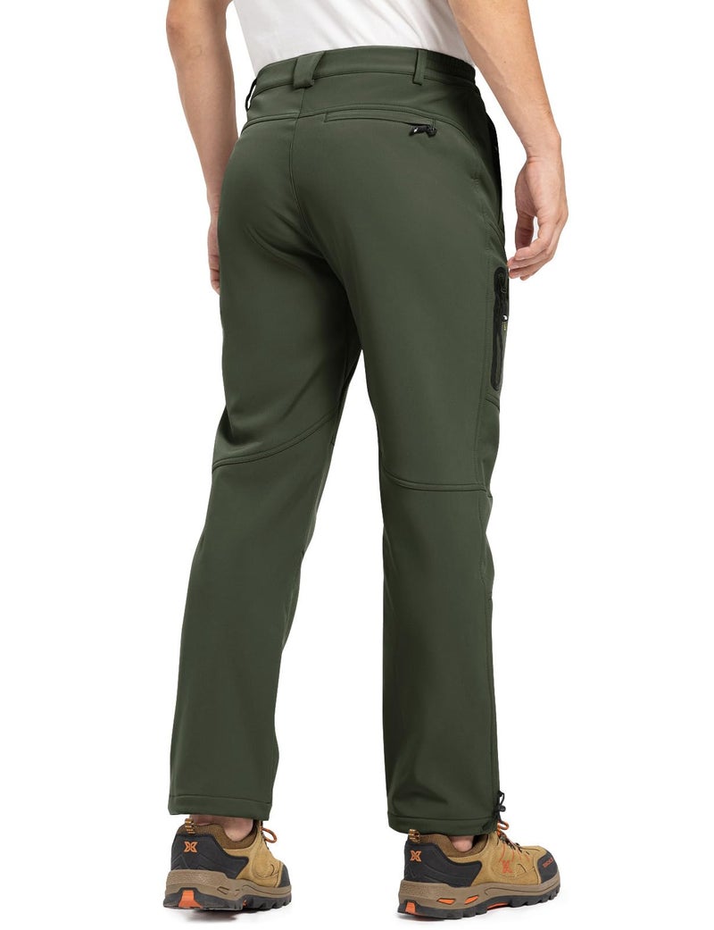 TBMPOY Men's Snow Pants Waterproof Winter Fleece Lined Hiking Ski Softshell Warm Cold Weather Gear Camping Essentials Army Green 32 - Image 2