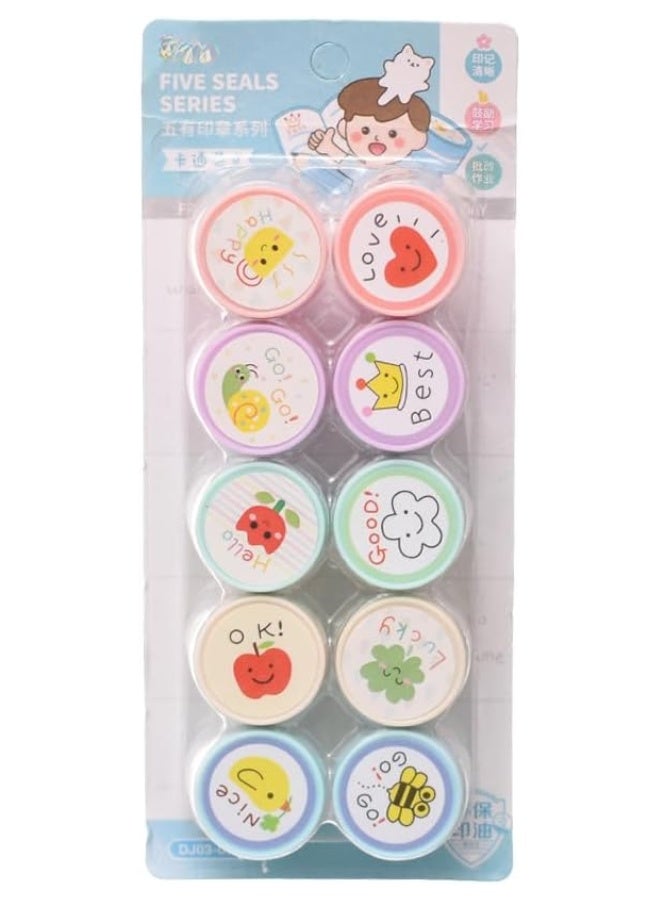 Set of 10 Different Stamp Shape, Stamp children Different Emoji Shapes, For kids and Students - Image 1