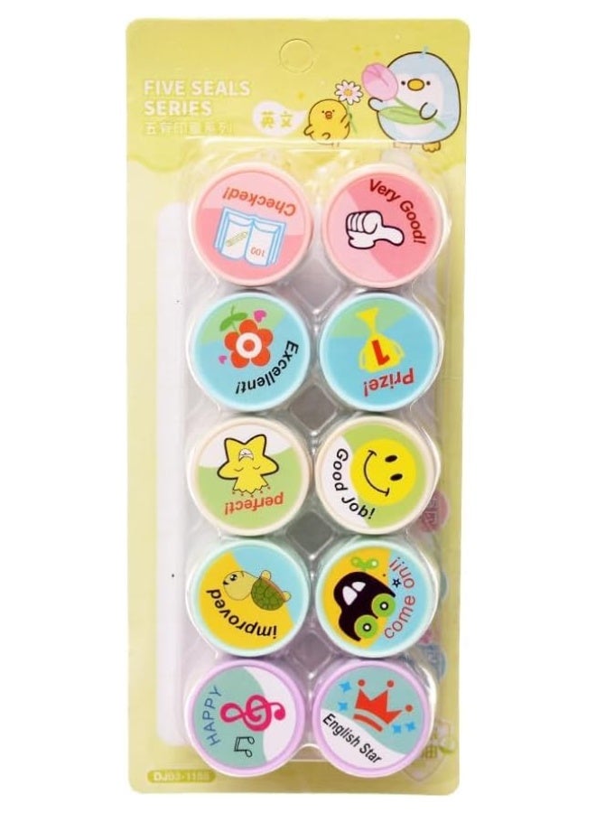 Set of 10 Different Stamp Shape, Stamp children Different Emoji Shapes, For kids and Students - Image 4