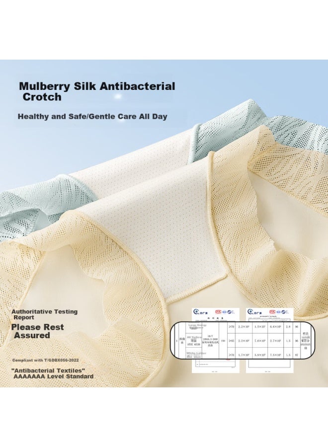 Mei Ya Ting Meiyating High-waisted Tummy Control Ice Silk Seamless Lace Breathable Panties For Women, Shaping, Thin Summer Style, No Wedgie Triangle Briefs - Image 2