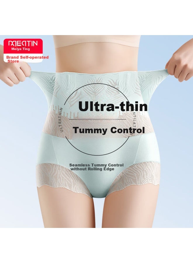 Mei Ya Ting Meiyating High-waisted Tummy Control Ice Silk Seamless Lace Breathable Panties For Women, Shaping, Thin Summer Style, No Wedgie Triangle Briefs - Image 1