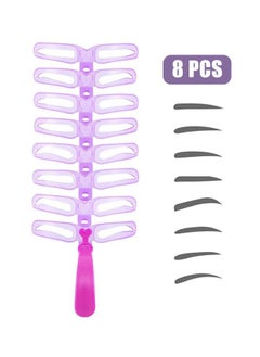 Generic 8 Pcs Eyebrows Shape Stencil, Reusable Waterproof Eyebrow Shaping Kit, Eye Brow Shaping Template Stamp Kit withHandle and Strap DIY Makeup Tools (Purple)  - Image 1