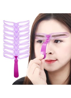 Generic 8 Pcs Eyebrows Shape Stencil, Reusable Waterproof Eyebrow Shaping Kit, Eye Brow Shaping Template Stamp Kit withHandle and Strap DIY Makeup Tools (Purple)  - Image 2