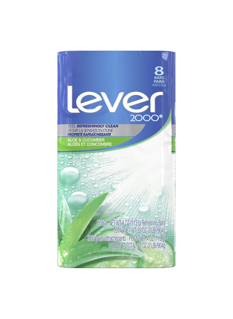 Lever 2000 Lever 2000 Refreshing Body Soap and Facial Cleanser Aloe & Cucumber Effectively Washes Away Bacteria 4 oz 8 Bars 