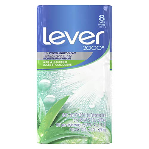 Lever 2000 Refreshing Body Soap and Facial Cleanser Aloe Cucumber Effectively Washes Away Bacteria 4 oz 8 Bars - Image 1