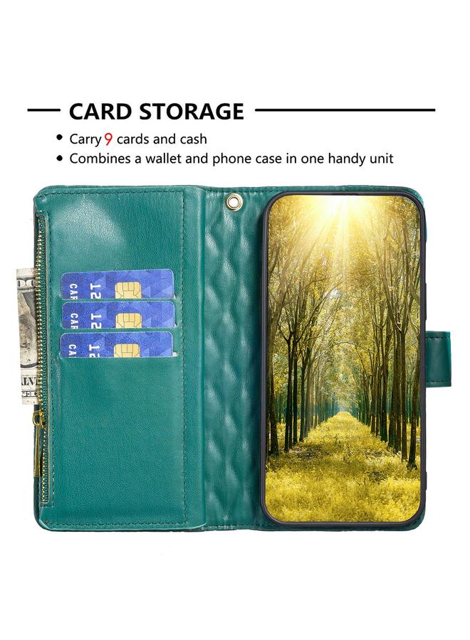 S-TOP Case For OPPO Realme C35 Diamond Lattice Zipper Wallet Leather Flip Phone Case - Image 3