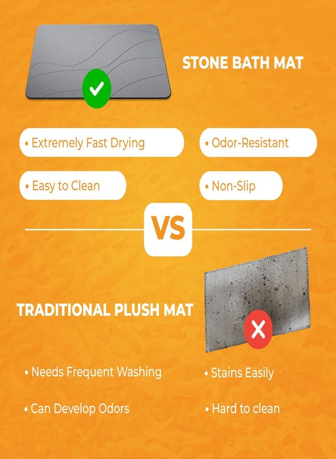 Kitchen Kite Diatomaceous Earth Bath Mat - Quick-Dry Mineral Mat for Bathroom & Showers - Non-Slip, Super Absorbent & Instant Drying Bath Mat (24"x16", Granite) - Image 4
