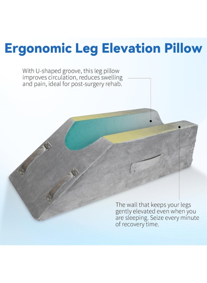 WALALLA Portable Leg Elevation Pillows, Cooling Memory Foam Leg Lift Pillow, Wedge Pillow, Multifunctional Knee Pillow, Reading Working Pillow with Handles for Sleeping, Blood Circulation - Image 3