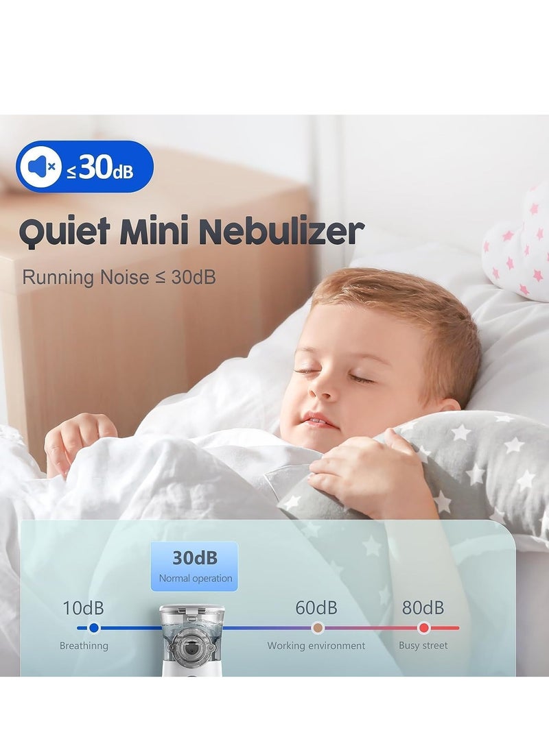Ultrasonic Mesh Nebulizer, Self-Cleaning Handheld, 3 Masks, Personal Steam Inhaler for Adult and PediatricBreathing Problems