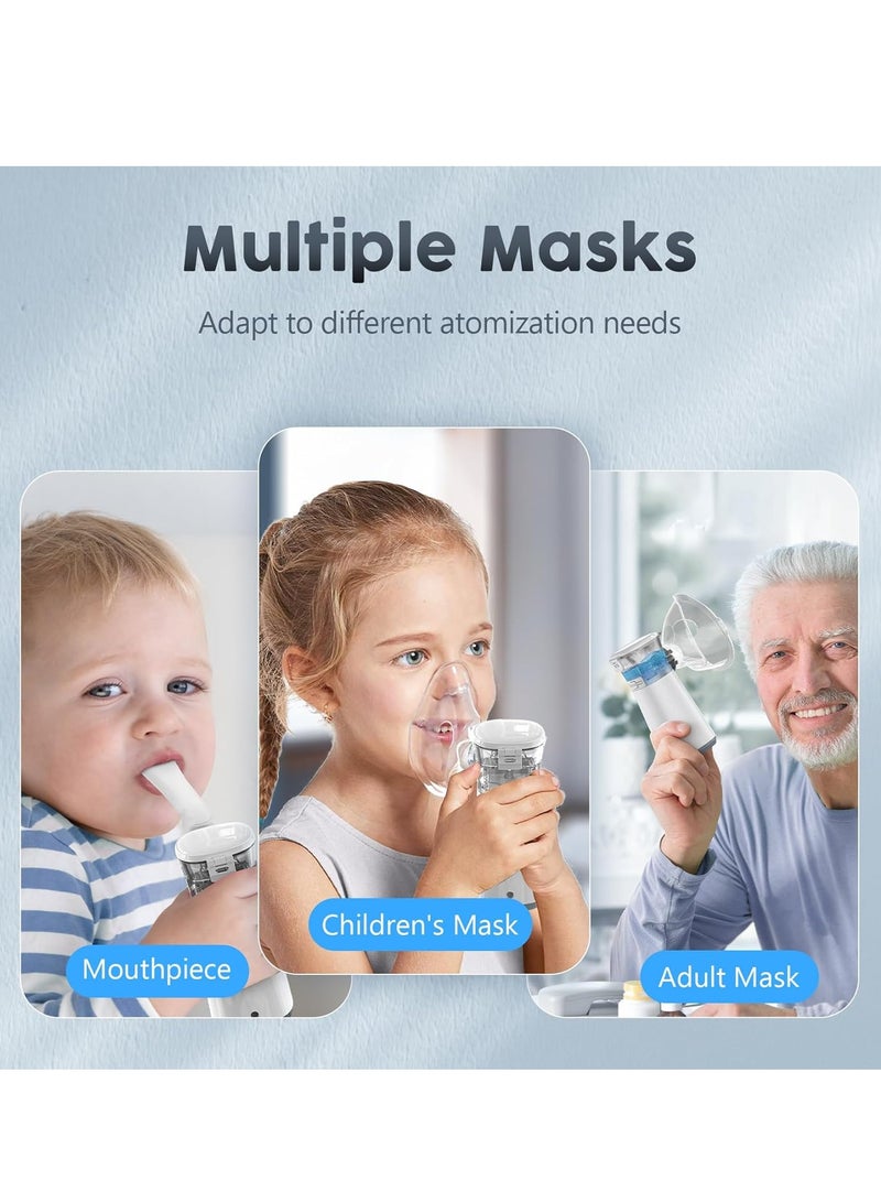 Ultrasonic Mesh Nebulizer, Self-Cleaning Handheld, 3 Masks, Personal Steam Inhaler for Adult and PediatricBreathing Problems