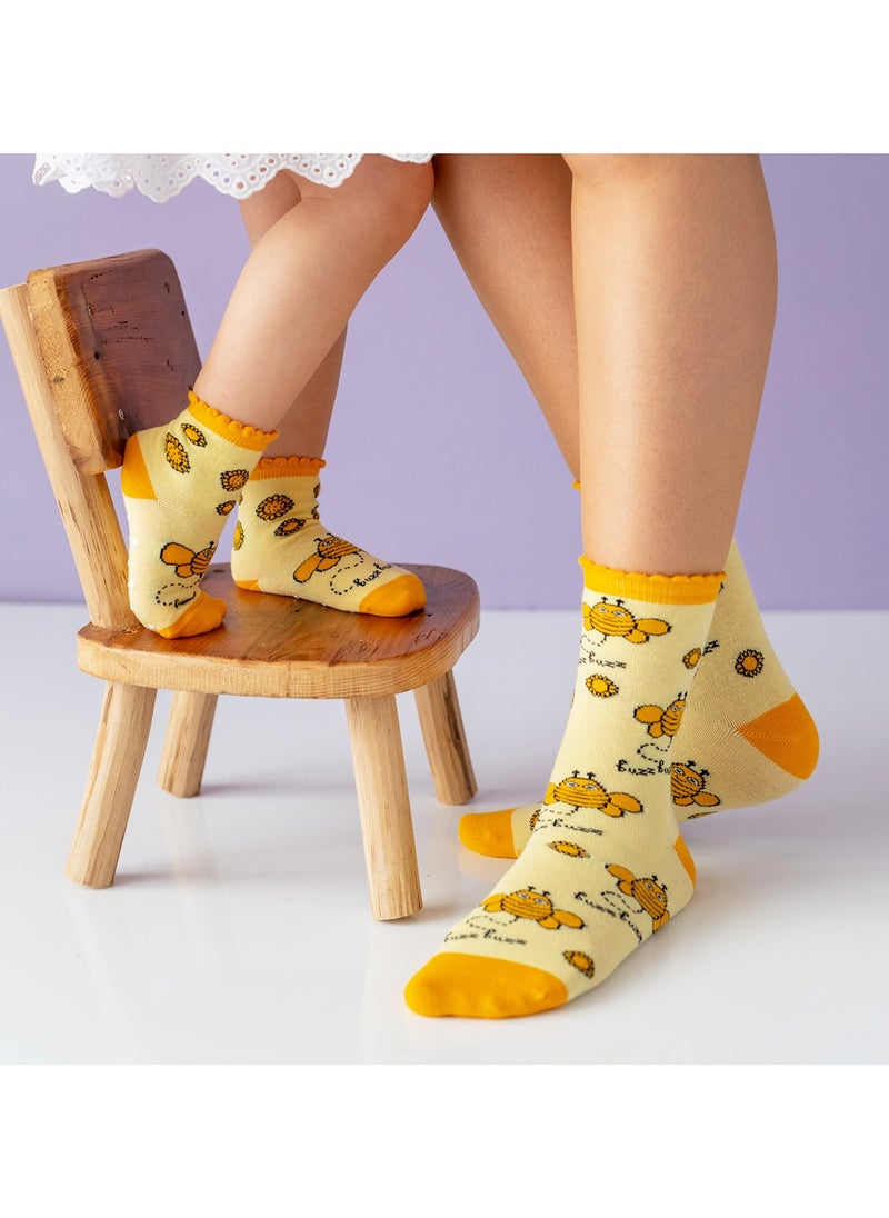 Milk & Moo 8 Pairs of Mother & Baby Twinning Socks Combo, 4 Pair Mother Socks 4 Pair Baby Socks, Soft Cotton, Warm Breathable Material, Baby Socks 12-24 Months, Mother Socks 36-40  - Image 2
